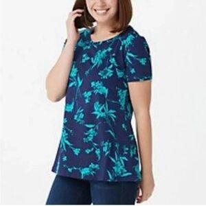 ISAAC MIZRAHI LIVE! Floral Swing Top Size M NWOT